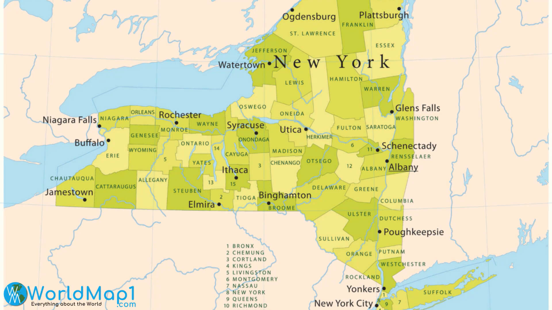 New York Map with Neighborhood States